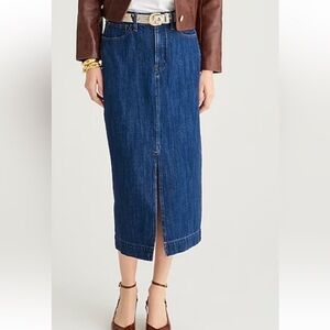 NWT J.Crew size 26 denim midi skirt in dark wash